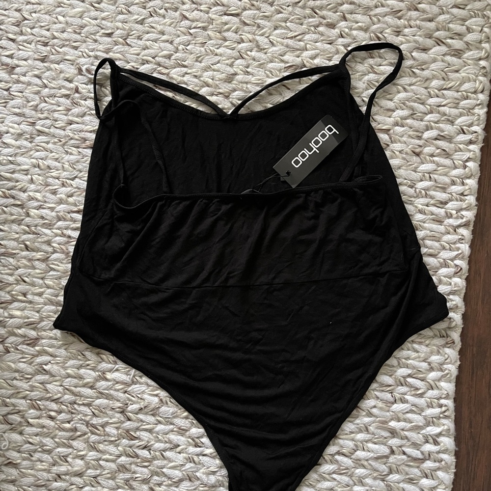 Boohoo Plus High-Cut Bodysuit with Strap Detail